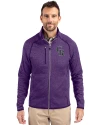Colorado Rockies Cutter & Buck Mainsail Sweater-Knit Mens Full Zip Jacket College Purple Heather Front Thumbnail Image