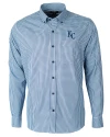 Kansas City Royals Cutter & Buck Versatech Multi Check Stretch Mens Long Sleeve Dress Shirt Atlas Light Blue Mannequin Thumbnail Image