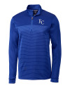 Kansas City Royals Cutter & Buck Traverse Stretch Eco Stripe Quarter Zip Mens Pullover Tour Blue Mannequin Thumbnail Image