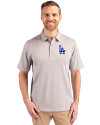 Los Angeles Dodgers Cutter & Buck Forge Heathered Stretch Mens Polo Polished Heather Front Thumbnail Image