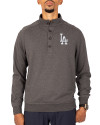 Los Angeles Dodgers Cutter & Buck Saturday Cotton Blend Mens Mock Pullover Sweatshirt Charcoal Heather Front Thumbnail Image