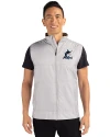 Miami Marlins Cutter & Buck Stealth Hybrid Quilted Mens Big and Tall Windbreaker Vest Polished Medium Gray Front Thumbnail Image