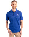 Los Angeles Dodgers Cutter & Buck Advantage Tri-Blend Space Dye Mens Big and Tall Polo Dark Tour Blue Front Thumbnail Image