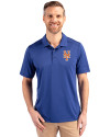 New York Mets Cutter & Buck Prospect Eco Textured Stretch Recycled Mens Big & Tall Polo Tour Blue Front Thumbnail Image