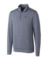 Los Angeles Angels Cutter & Buck Shoreline Heathered Quarter Zip Mens Big and Tall Pullover Liberty Navy Heather Mannequin Thumbnail Image