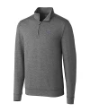 Colorado Rockies Cutter & Buck Shoreline Heathered Quarter Zip Mens Big and Tall Pullover Charcoal Heather Mannequin Thumbnail Image