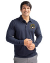 Milwaukee Brewers Cutter & Buck Advantage Eco Tri-Blend Pique Mens Big and Tall Long Sleeve Polo Liberty Navy Front Thumbnail Image