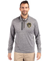 Milwaukee Brewers Cutter & Buck Stealth Heathered Mens Big and Tall  Quarter Zip Pullover Elemental Grey Front Thumbnail Image