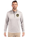 Milwaukee Brewers Cutter & Buck Stealth Heathered Mens Big and Tall  Quarter Zip Pullover Polished Medium Gray Front Thumbnail Image