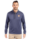 Houston Astros Cutter & Buck Stealth Heathered Mens Big and Tall  Quarter Zip Pullover Liberty Navy Front Thumbnail Image