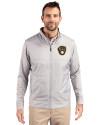 Milwaukee Brewers Cutter & Buck Stealth Hybrid Quilted Mens Big and Tall Full Zip Windbreaker Jacket Polished Medium Gray Front Thumbnail Image