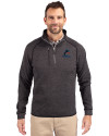 Miami Marlins Cutter & Buck Mainsail Sweater-Knit Mens Big and Tall Half Zip Pullover Jacket Charcoal Heather Front Thumbnail Image