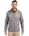 Los Angeles Dodgers Cutter & Buck Mainsail Sweater-Knit Mens Big and Tall Full Zip Jacket Polished Heather Front Thumbnail Image