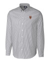 New York Mets Cutter & Buck Stretch Oxford Stripe Mens Big and Tall Long Sleeve Dress Shirt Charcoal Mannequin Thumbnail Image