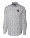 Milwaukee Brewers Cutter & Buck Stretch Oxford Stripe Mens Big and Tall Long Sleeve Dress Shirt Charcoal Mannequin Thumbnail Image