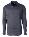 Philadelphia Phillies Cutter & Buck Versatech Geo Dobby Stretch Mens Big and Tall Long Sleeve Dress Shirt Liberty Navy Mannequin Thumbnail Image