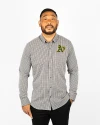 Athletics Cutter & Buck Versatech Multi Check Stretch Mens Big and Tall Long Sleeve Dress Shirt Black Front Thumbnail Image