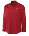 Philadelphia Phillies Cutter & Buck Epic Easy Care Nailshead Mens Big and Tall Long Sleeve Dress Shirt Cardinal Red Mannequin Thumbnail Image