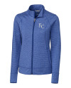Kansas City Royals Cutter & Buck Shoreline Heathered Womens Full Zip Jacket Tour Blue Heather Mannequin Thumbnail Image