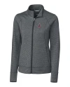 View image 2: Los Angeles Angels Cutter & Buck Shoreline Heathered Womens Full Zip Jacket Charcoal Heather Mannequin