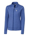 Los Angeles Dodgers Cutter & Buck Shoreline Heathered Womens Full Zip Jacket Tour Blue Heather Mannequin Thumbnail Image