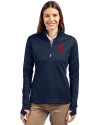 Philadelphia Phillies Cutter & Buck Traverse Stretch Eco Quarter Zip Womens Pullover Liberty Navy Front Thumbnail Image