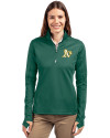 Athletics Cutter & Buck Traverse Stretch Eco Quarter Zip Womens Pullover Hunter Green Front Thumbnail Image