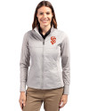San Francisco Giants Cutter & Buck Stealth Hybrid Quilted Womens Full Zip Windbreaker Jacket Polished Medium Gray Front Thumbnail Image