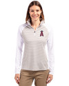 Los Angeles Angels Cutter & Buck Forge Tonal Stripe Stretch Half Zip Womens Top White/Polished Front Thumbnail Image