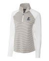Miami Marlins Cutter & Buck Forge Tonal Stripe Stretch Half Zip Womens Top White/Polished Mannequin Thumbnail Image
