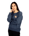 Houston Astros Cutter & Buck Saturday Cotton Blend Womens Crew Neck Sweatshirt Navy Blue Heather Front Thumbnail Image