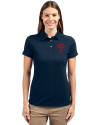 Philadelphia Phillies Cutter & Buck Advantage Eco Tri-Blend Pique Womens Polo Liberty Navy Front Thumbnail Image