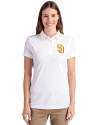 View image 4: San Diego Padres Cutter & Buck Advantage Recycled Cotton-Blend Pique Womens Polo White Front