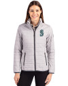 Seattle Mariners Cutter & Buck Rainier PrimaLoft®  Womens Eco Insulated Full Zip Puffer Jacket Polished Medium Gray Front Thumbnail Image