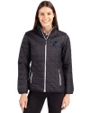 Miami Marlins Cutter & Buck Rainier PrimaLoft®  Womens Eco Insulated Full Zip Puffer Jacket Black Front Thumbnail Image