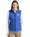 Los Angeles Dodgers Cutter & Buck Rainier PrimaLoft® Womens Eco Insulated Full Zip Puffer Vest Royal Front Thumbnail Image