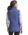 New York Mets Cutter & Buck Mainsail Sweater Knit Womens Asymmetrical Vest Tour Blue Heather Back Thumbnail Image