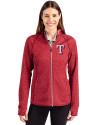 Texas Rangers Cutter & Buck Mainsail Full Zip Hooded Womens Jacket Cardinal Red Heather Front Thumbnail Image