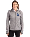 Los Angeles Dodgers Cutter & Buck Mainsail Full Zip Hooded Womens Jacket Polished Heather Front Thumbnail Image