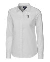 San Diego Padres Cutter & Buck Stretch Oxford Womens Long Sleeve Dress Shirt White Mannequin Thumbnail Image