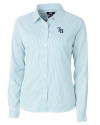 Tampa Bay Rays Cutter & Buck Versatech Pinstripe Stretch Womens Long Sleeve Dress Shirt Atlas Light Blue Mannequin Thumbnail Image
