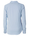 Tampa Bay Rays Cutter & Buck Versatech Pinstripe Stretch Womens Long Sleeve Dress Shirt Indigo Mannequin Back Thumbnail Image