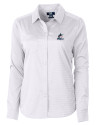 Miami Marlins Cutter & Buck Versatech Geo Dobby Stretch Womens Long Sleeve Dress Shirt White/Black Mannequin Thumbnail Image
