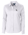 Colorado Rockies Cutter & Buck Versatech Geo Dobby Stretch Womens Long Sleeve Dress Shirt White/Black Mannequin Thumbnail Image