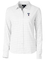 Texas Rangers Cutter & Buck Versatech Tattersall Stretch Womens Long Sleeve Dress Shirt Charcoal Mannequin Thumbnail Image