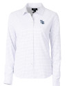 Tampa Bay Rays Cutter & Buck Versatech Tattersall Stretch Womens Long Sleeve Dress Shirt Atlas Light Blue Mannequin Thumbnail Image