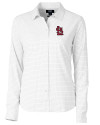St. Louis Cardinals- Cutter & Buck Versatech Tattersall Stretch Womens Long Sleeve Dress Shirt Charcoal Mannequin Thumbnail Image