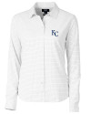 Kansas City Royals Cutter & Buck Versatech Tattersall Stretch Womens Long Sleeve Dress Shirt Charcoal Mannequin Thumbnail Image