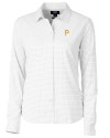 Pittsburgh Pirates Cutter & Buck Versatech Tattersall Stretch Womens Long Sleeve Dress Shirt Charcoal Mannequin Thumbnail Image