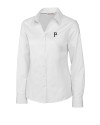 Pittsburgh Pirates Cutter & Buck Epic Easy Care Fine Twill Womens Long Sleeve Dress Shirt White Mannequin Thumbnail Image